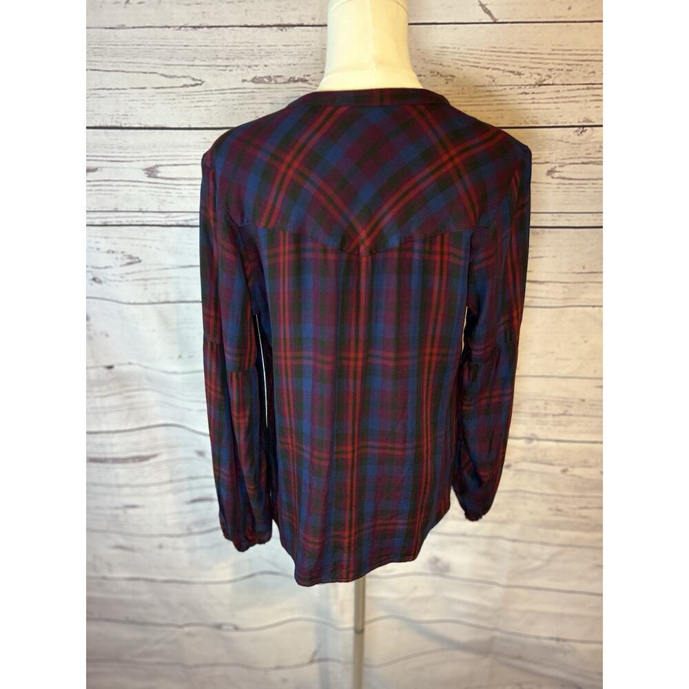 Cabi Red Plaid Rayon Blouse - Women's Regular Size S - Picture 5 of 8